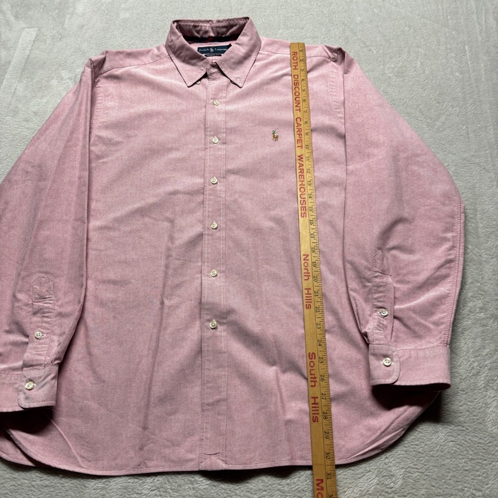 VTG Ralph Lauren Shirt Mens XL Pink Oxford Button Down Classic Fit Flesh Pony - Picture 7 of 8